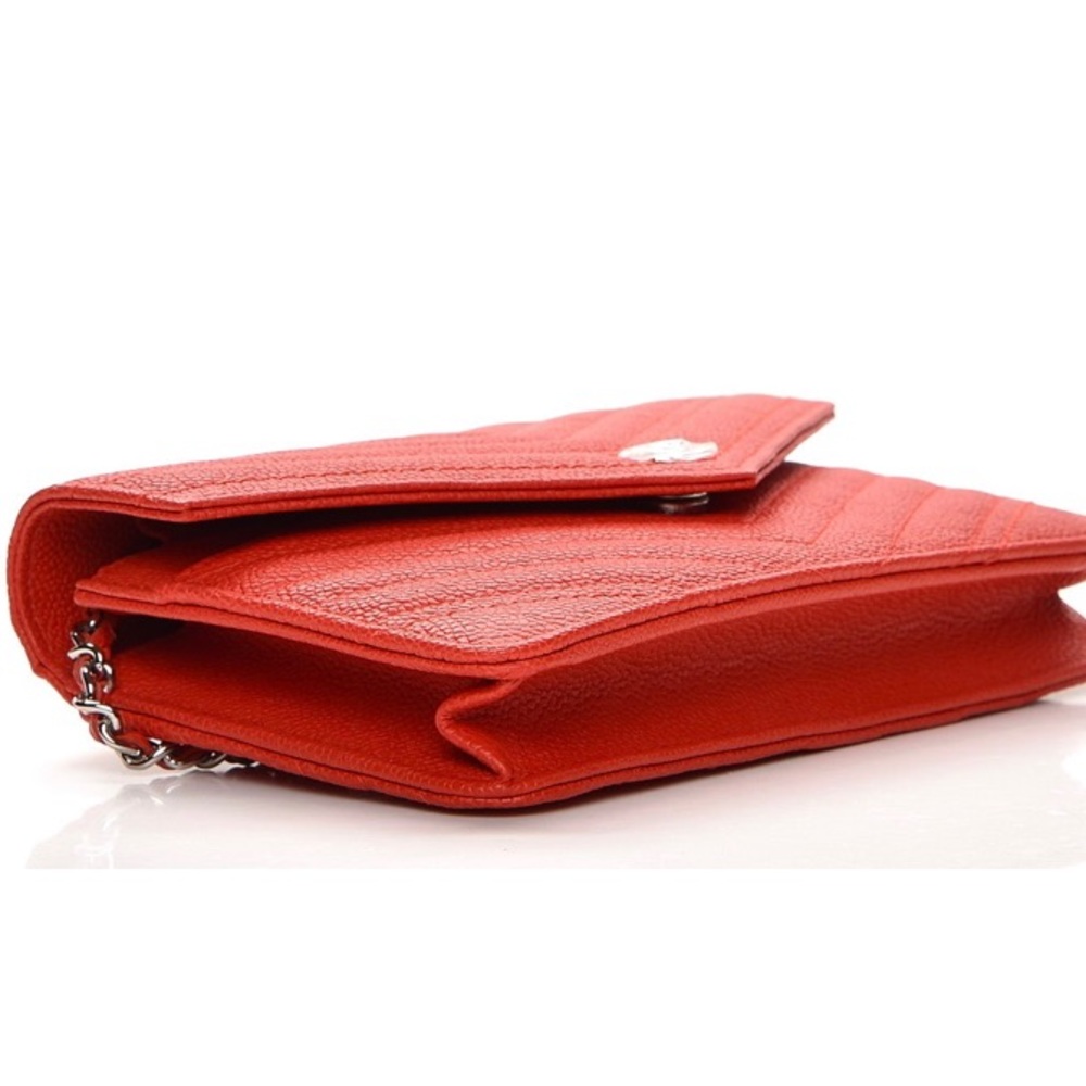 Chanel O-Mini Red Caviar Chevron Quilted WOC NEW!! - Picture 3 of 8